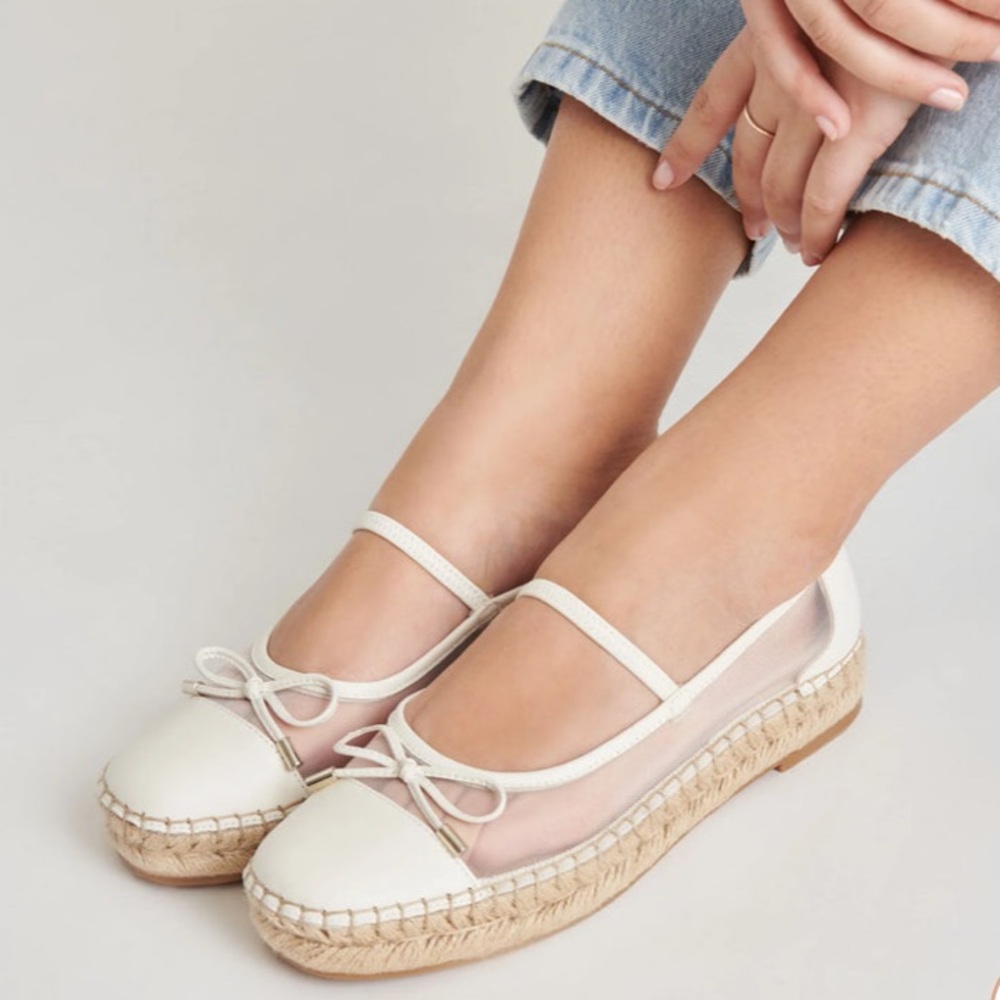 Dolce Vita Cambre Ballet Flats White Mesh Espadrille New 7